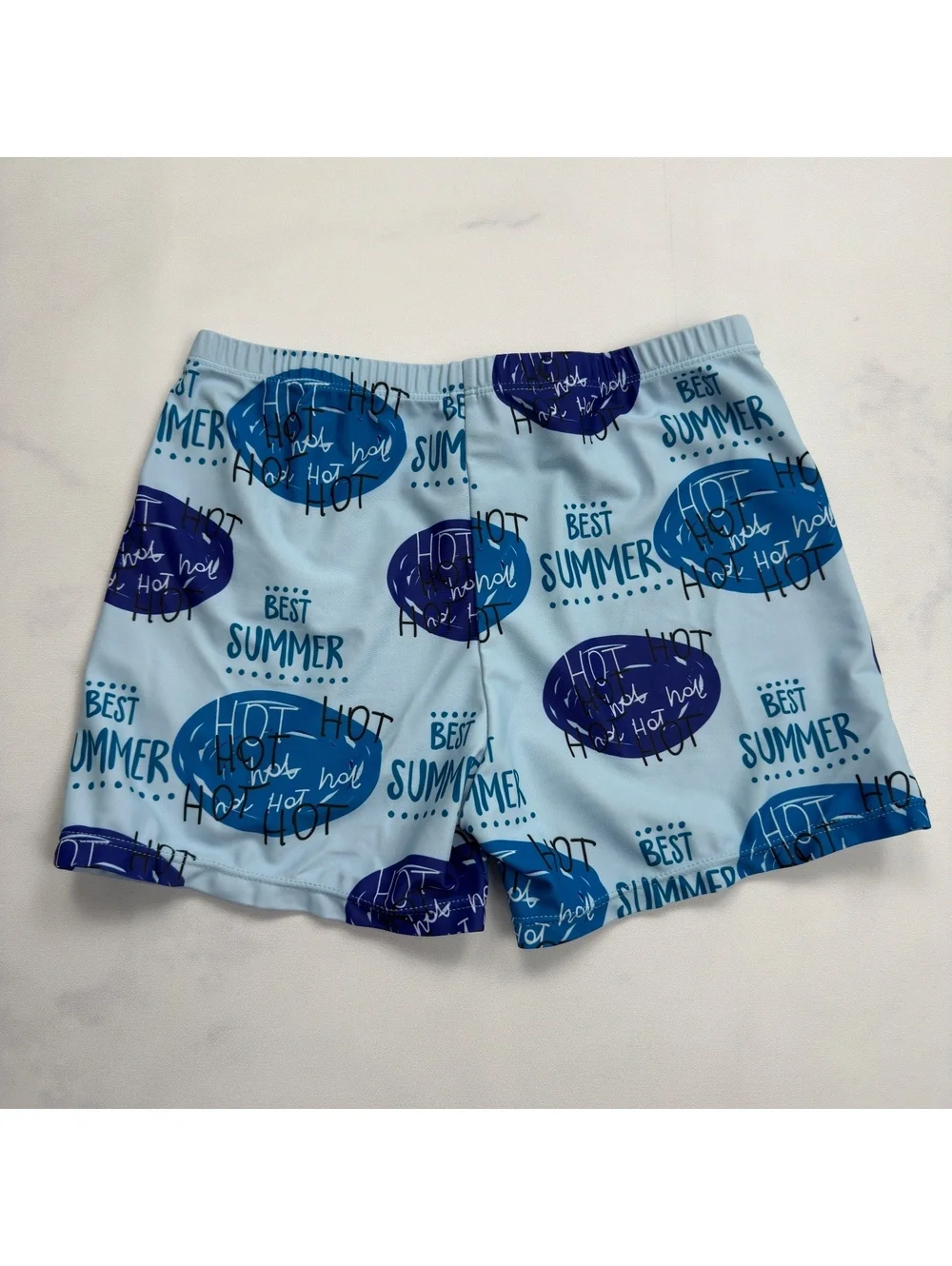 SHEIN Swim Shorts Blue Summer Print Elastic Waist - Boys Size 160